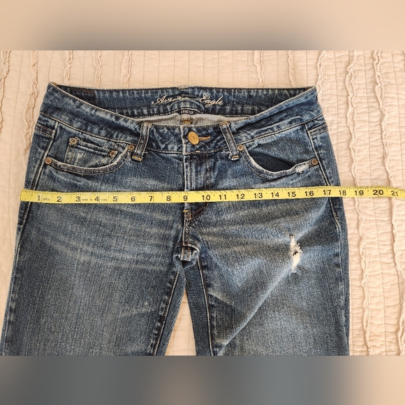 American Eagle Favorite Boyfriend Stretch Jeans, Bootcut, Distress, 6 Short - Picture 6 of 9